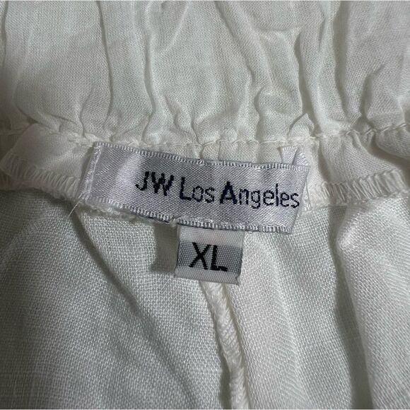 Johnny Was White Linen Pants Paper Bag Waist Wide Leg Size XL - Picture 3 of 8